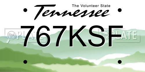 767KSF Tennessee License Plate