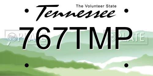 767TMP Tennessee License Plate