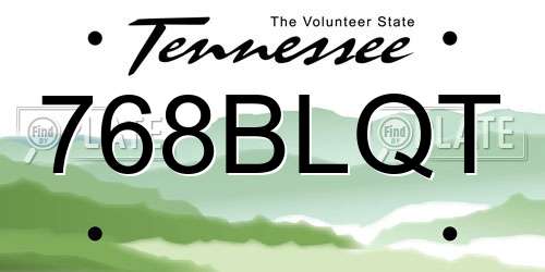 768BLQT Tennessee License Plate