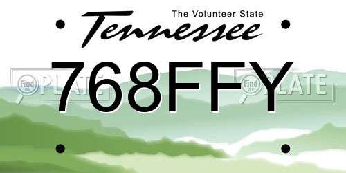 768FFY Tennessee License Plate