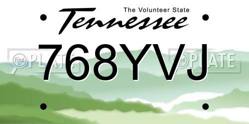768YVJ Tennessee License Plate