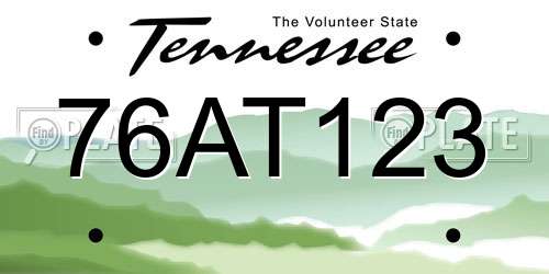 76AT123 Tennessee License Plate