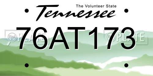 76AT173 Tennessee License Plate