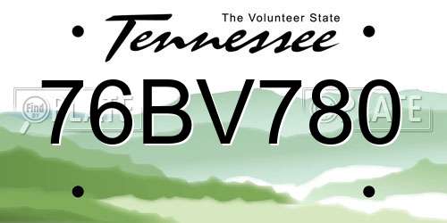 76BV780 Tennessee License Plate