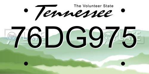 76DG975 Tennessee License Plate
