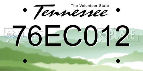 76EC012 Tennessee License Plate