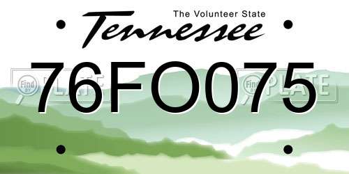 76FO075 Tennessee License Plate
