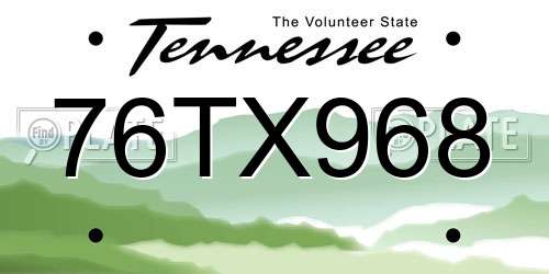 76TX968 Tennessee License Plate