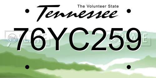 76YC259 Tennessee License Plate