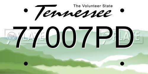 77007PD Tennessee License Plate