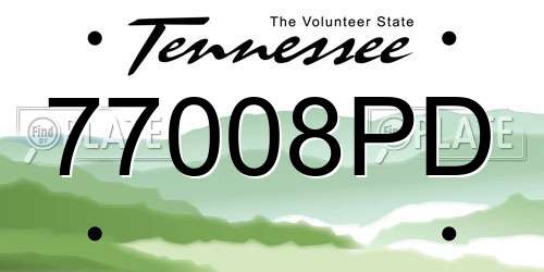 77008PD Tennessee License Plate