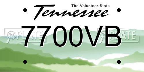 7700VB Tennessee License Plate