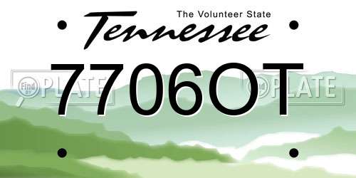 7706OT Tennessee License Plate
