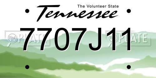 7707J11 Tennessee License Plate