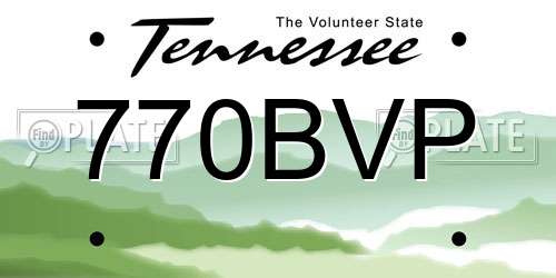 770BVP Tennessee License Plate
