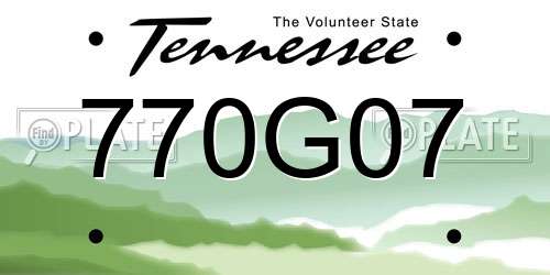 770G07 Tennessee License Plate