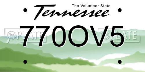 770OV5 Tennessee License Plate