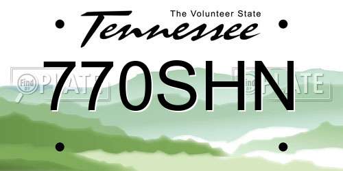 770SHN Tennessee License Plate