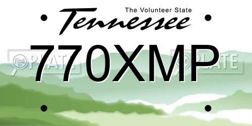 770XMP Tennessee License Plate