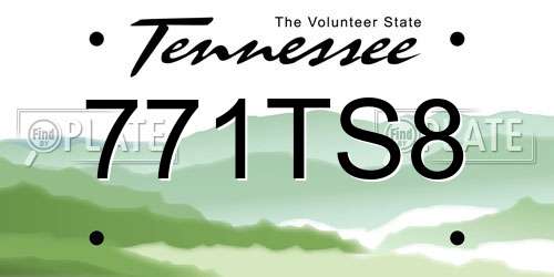 771TS8 Tennessee License Plate