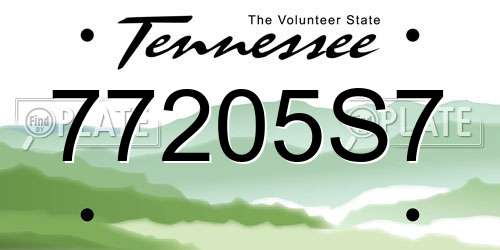 77205S7 Tennessee License Plate
