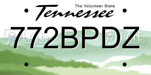 772BPDZ Tennessee License Plate