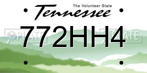 772HH4 Tennessee License Plate
