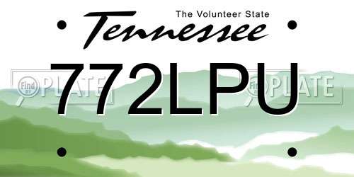 772LPU Tennessee License Plate
