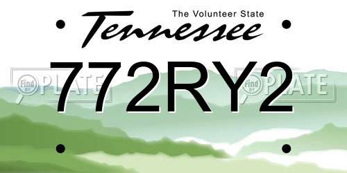772RY2 Tennessee License Plate