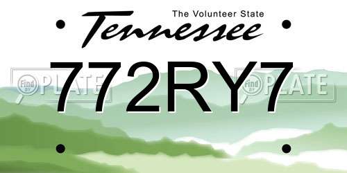 772RY7 Tennessee License Plate