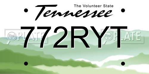 772RYT Tennessee License Plate