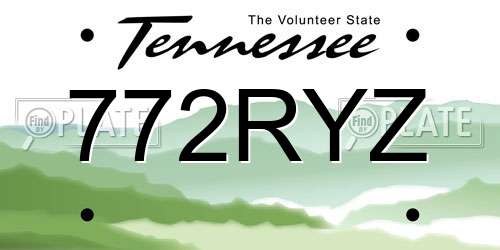 772RYZ Tennessee License Plate
