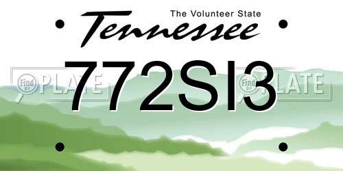 772SI3 Tennessee License Plate