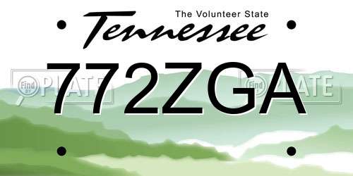 772ZGA Tennessee License Plate