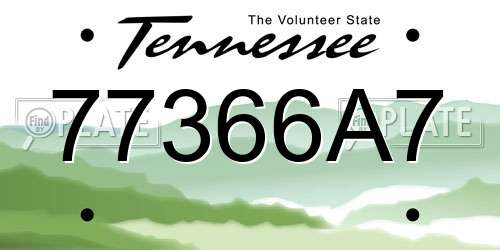 77366A7 Tennessee License Plate