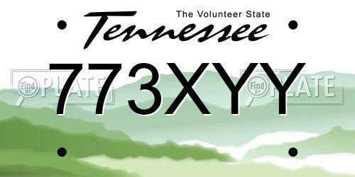 773XYY Tennessee License Plate