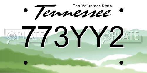 773YY2 Tennessee License Plate