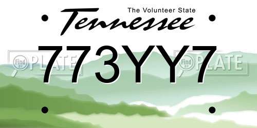 773YY7 Tennessee License Plate