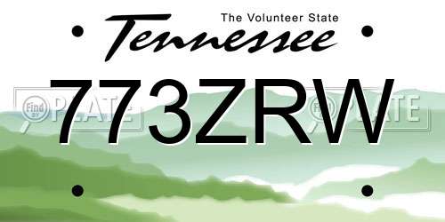 773ZRW Tennessee License Plate