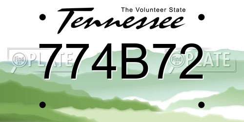 774B72 Tennessee License Plate