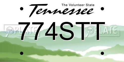 774STT Tennessee License Plate