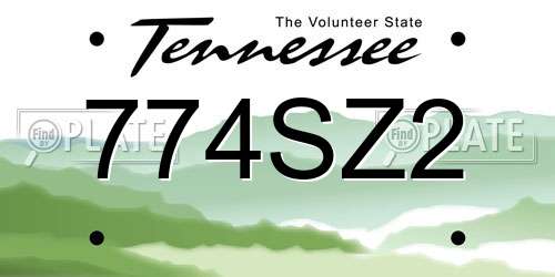 774SZ2 Tennessee License Plate