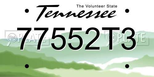77552T3 Tennessee License Plate