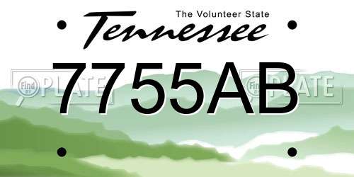 7755AB Tennessee License Plate