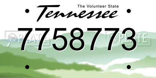 7758773 Tennessee License Plate