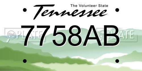 7758AB Tennessee License Plate
