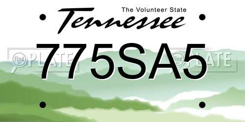 775SA5 Tennessee License Plate