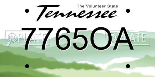 7765OA Tennessee License Plate