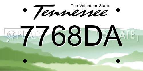 7768DA Tennessee License Plate