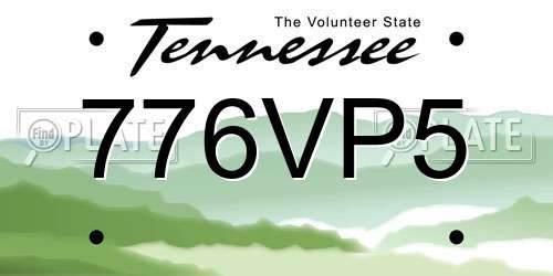 776VP5 Tennessee License Plate